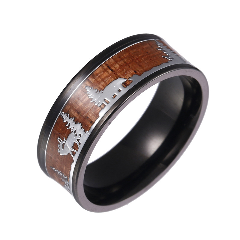 Cross-border supply source First Man Accessories Factory Christmas gifts, Milu deer titanium steel rings, Christmas jewelry wholesale Specification image