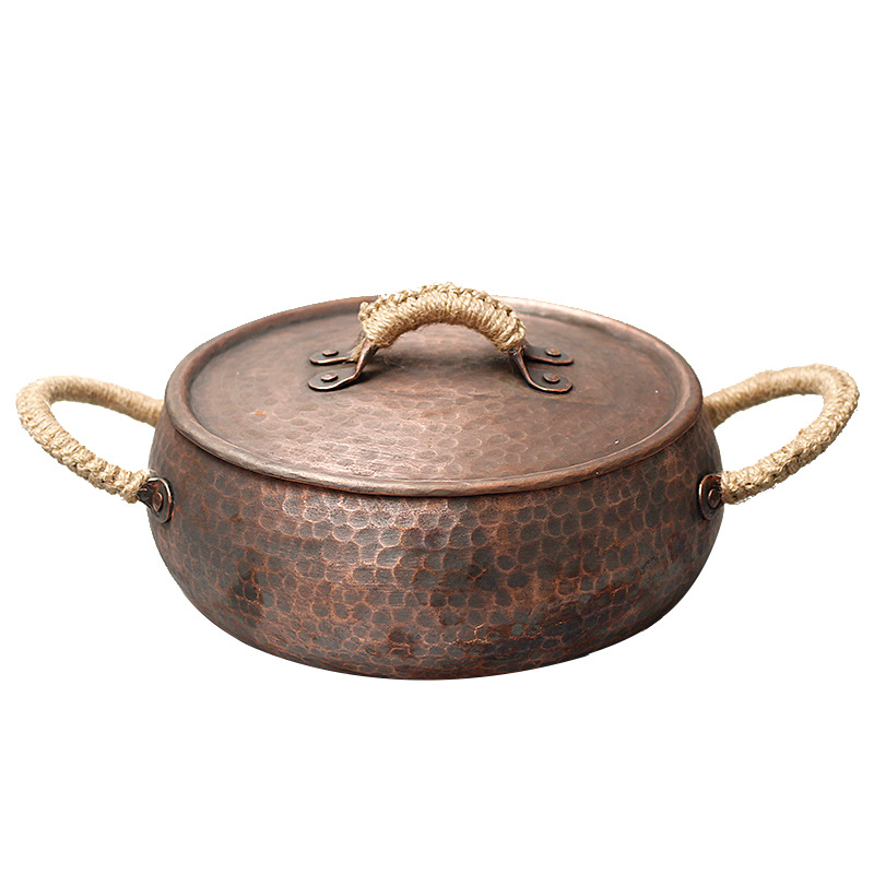 Copper hot pot for home use, thickened stainless steel pot base, copper hot pot set, suitable for family gatherings Item Picture