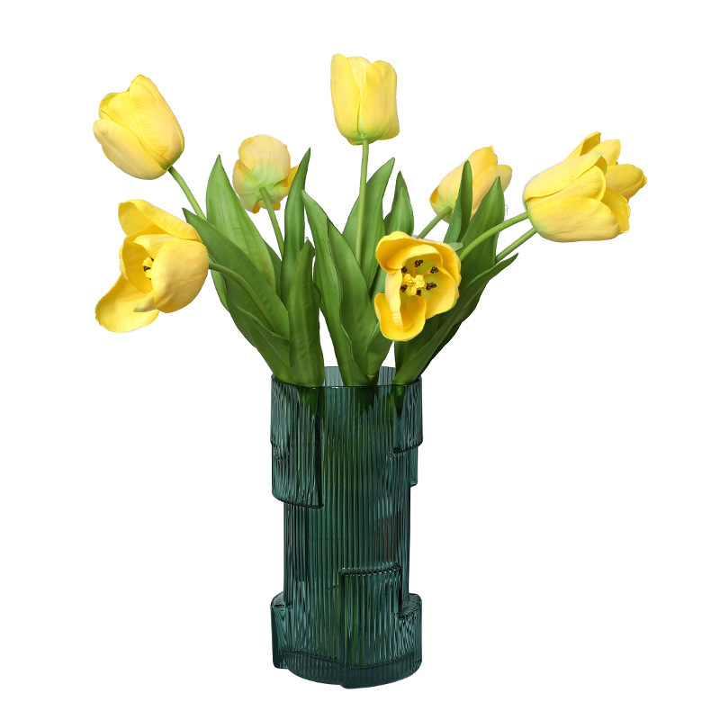 保湿绿植郁金香仿真花家居客厅摆饰盆景假花婚庆布置婚庆仿真花卉白底实物图