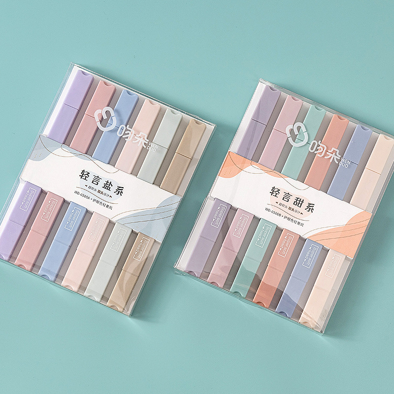 双头软头荧光笔淡色系荧光标记笔大容量学生用记号笔彩色划重点