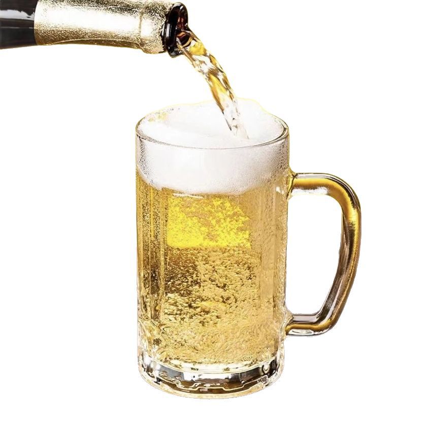 Wholesale of engraved glass beer mugs, heat-resistant large-capacity craft beer cups with handles, soda-lime glass draft beer cups in stock from the manufacturer Item Picture