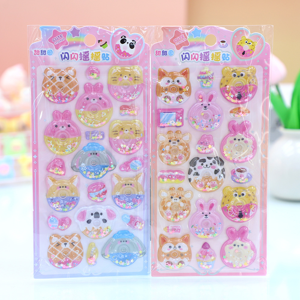 Sparkling Doughnut Shake Fun Stickers 3D Relief Fun Stickers Children's DIY Handmade Decorative Stickers Manufacturer wholesale Specification image