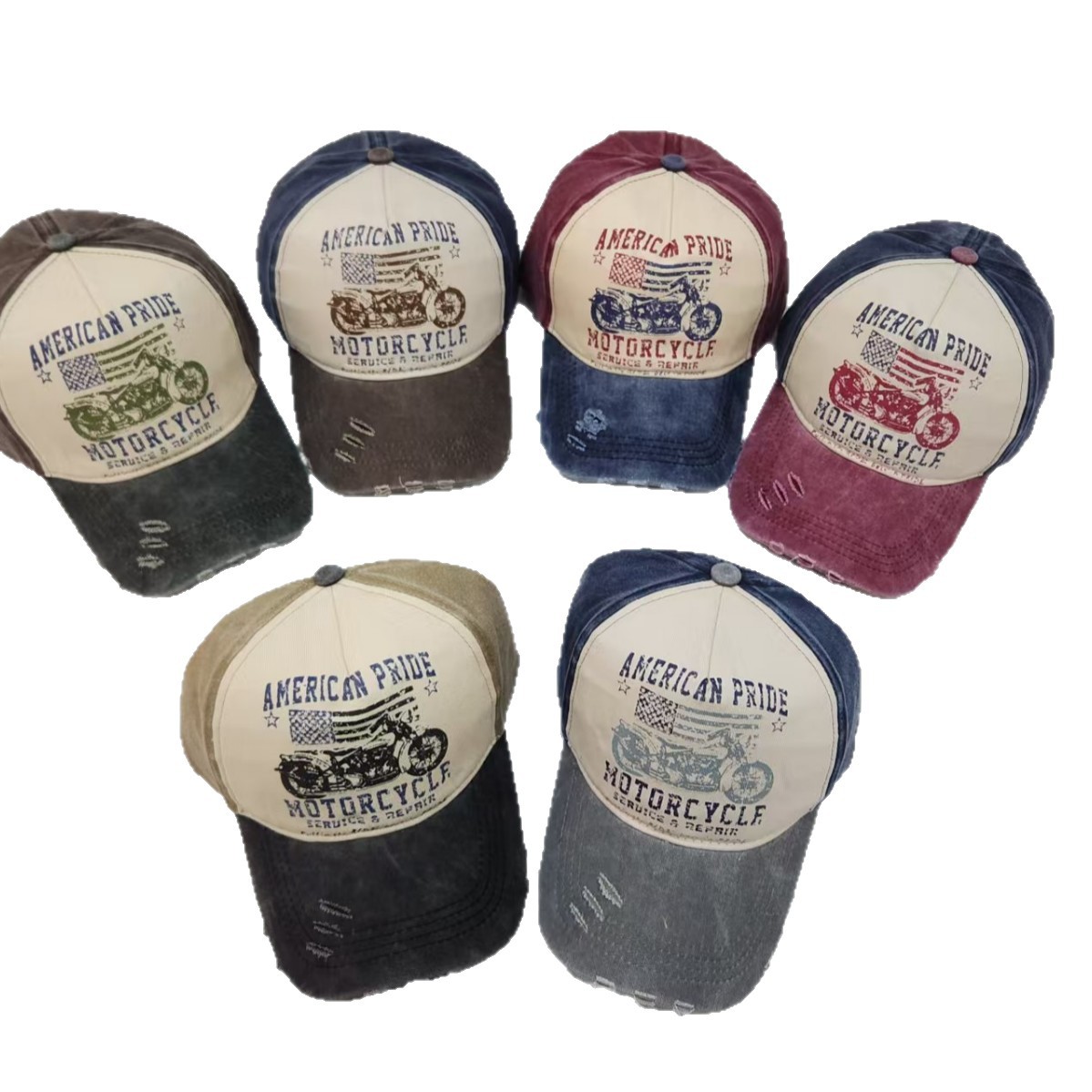 Spring and summer men's baseball caps for cross-border trade, new letter baseball caps, fashionable, retro, casual, sunshade, printed motorcycle Item Picture