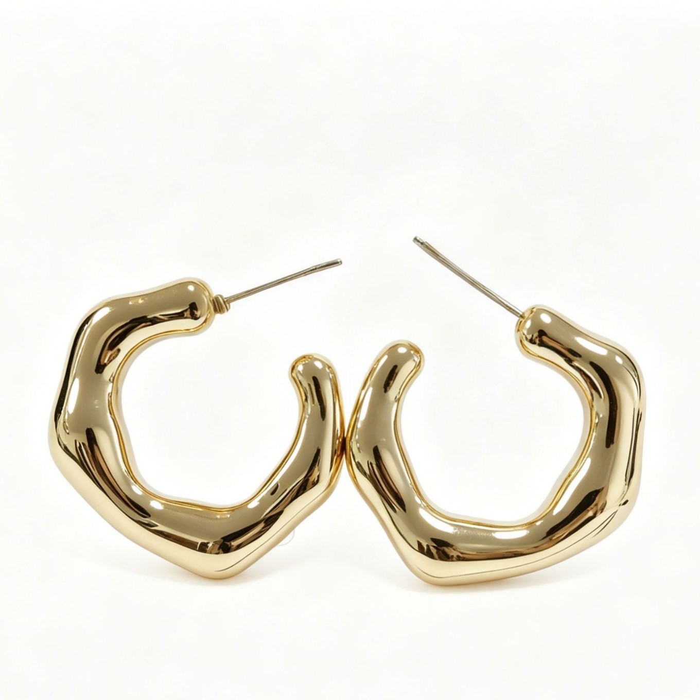 Cross-border 18K gold and copper plated ear studs, irregular C-ring, smooth surface, European and American bestsellers, high-end design Amazon accessories Item Picture
