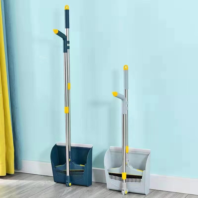 Broom and dustpan set, foldable standing set, stainless steel telescopic rod, broom and dustpan set, broom cover