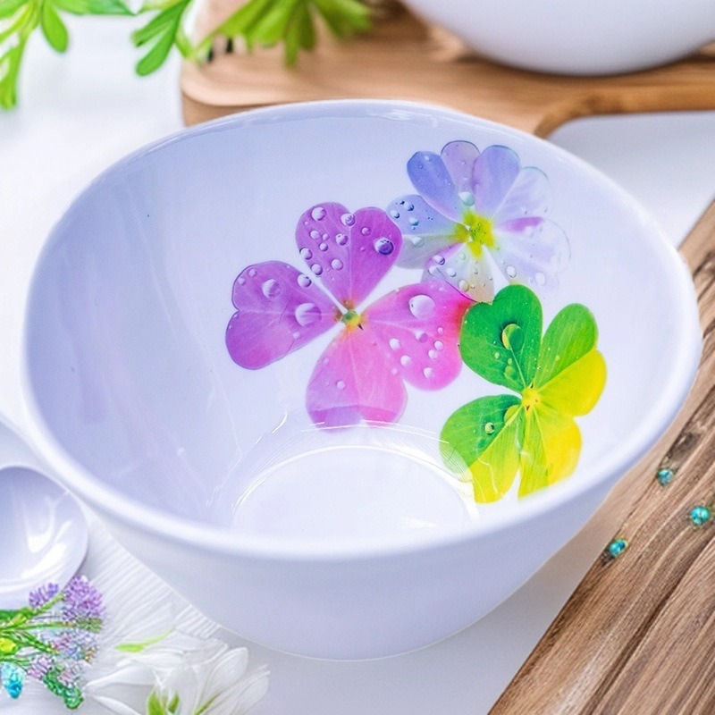 6-inch salad, fruit bowl, dessert bowl, imitation porcelain tableware, decal soup bowl, rice bowl, thickened melamine bowl for foreign trade details Picture