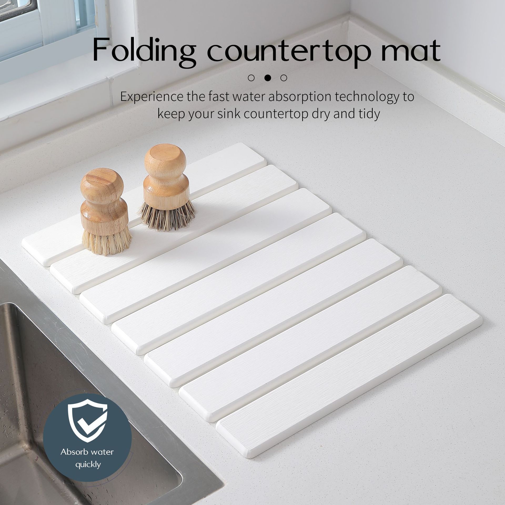 Cross-border diatomite folding absorbent mat, kitchen tableware and plate drying mat, bathroom countertop mat, coaster, draining floor mat Application Scenario