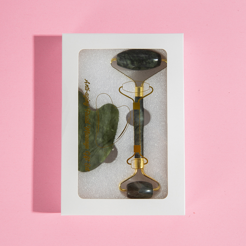 Jade beauty roller gua sha board beauty stick, Xiuyan jade gua sha beauty facial jade massager set Application Scenario