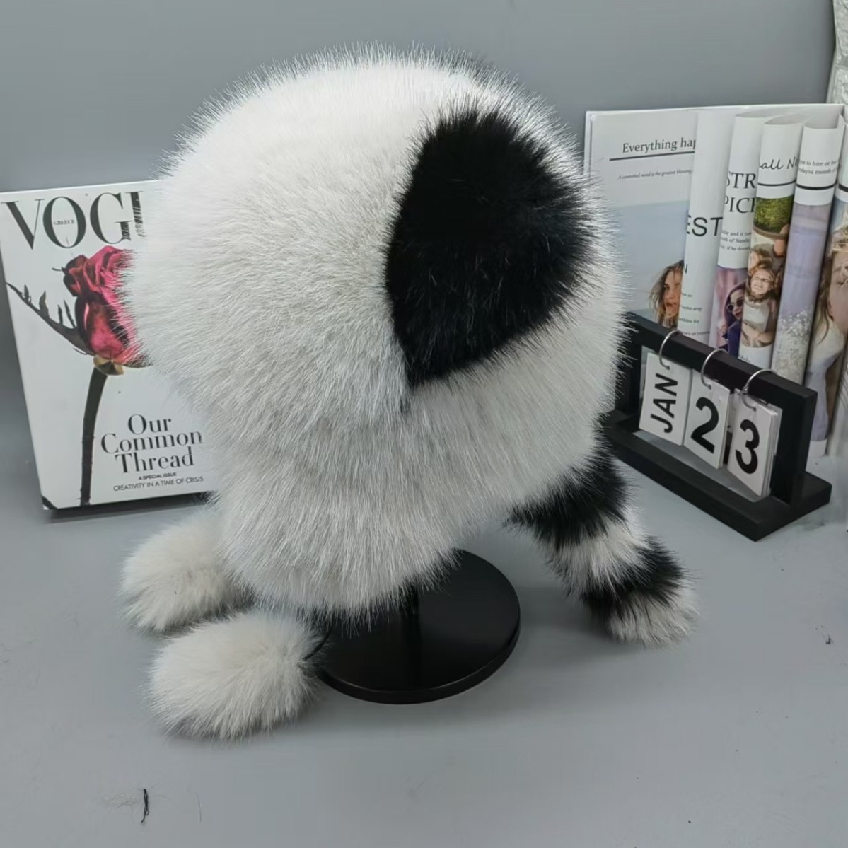 A thickened, warm, windproof and ear-protecting cap made of fox-like fur, little bear and Yao Yao hat for women to make their faces look smaller in autumn and winter. The big bear is thickened and fleece Specification drawing