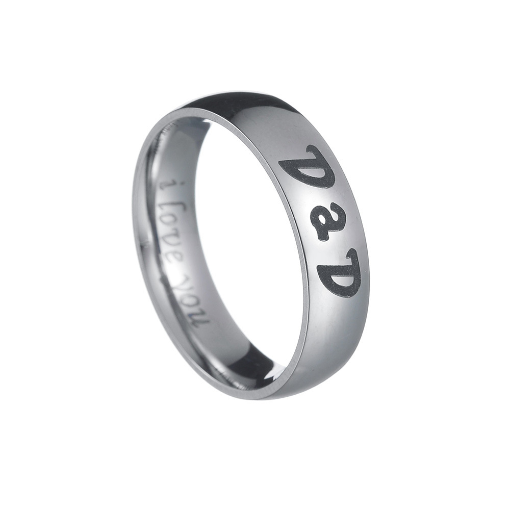 Aliexpress European and American jewelry family rings, DAD MOM rings, I LOVE YOU family rings, 6mm smooth surface Item Picture
