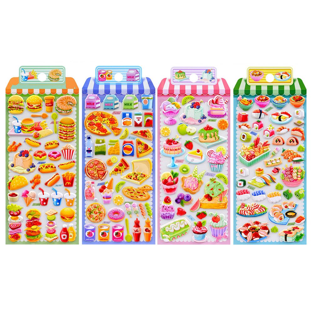 New children's food, hamburger, pizza, foam stickers, children's fun and cute expressions, cake, dessert, educational stickers Item Picture