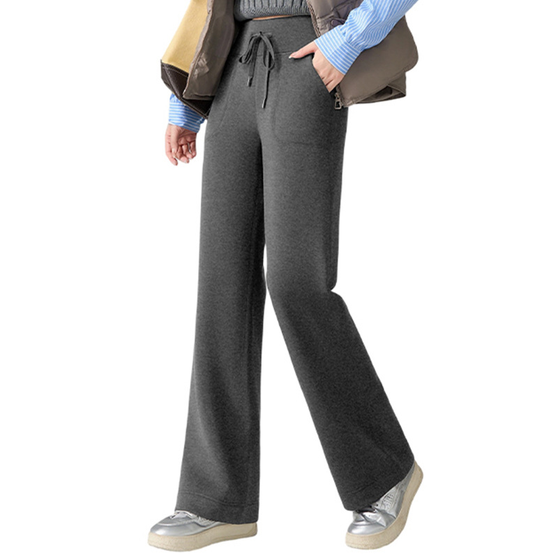 lulu sports women's pants, fleece and thickened glutinous rice pants, white autumn and winter casual pants, straight-leg wide-leg yoga pants Item Picture