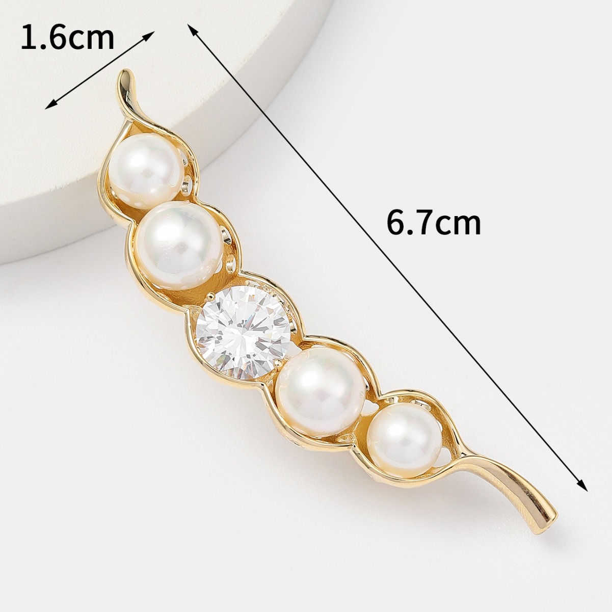 旭晖饰品精美时尚铜锆镀真金豌豆胸针高级感丝巾扣别针设计感胸花细节图