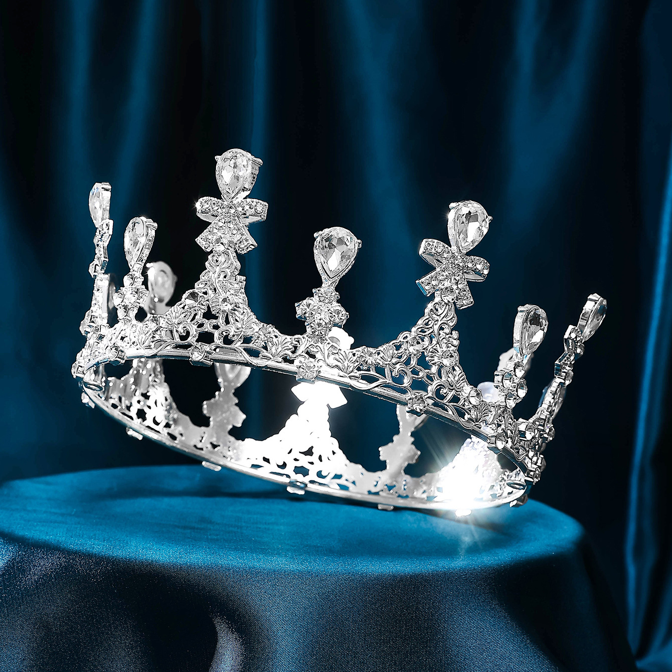 The bride's headwear, Baroque tiara accessories, round luxurious and elegant zircon wedding round crown wedding dress accessories