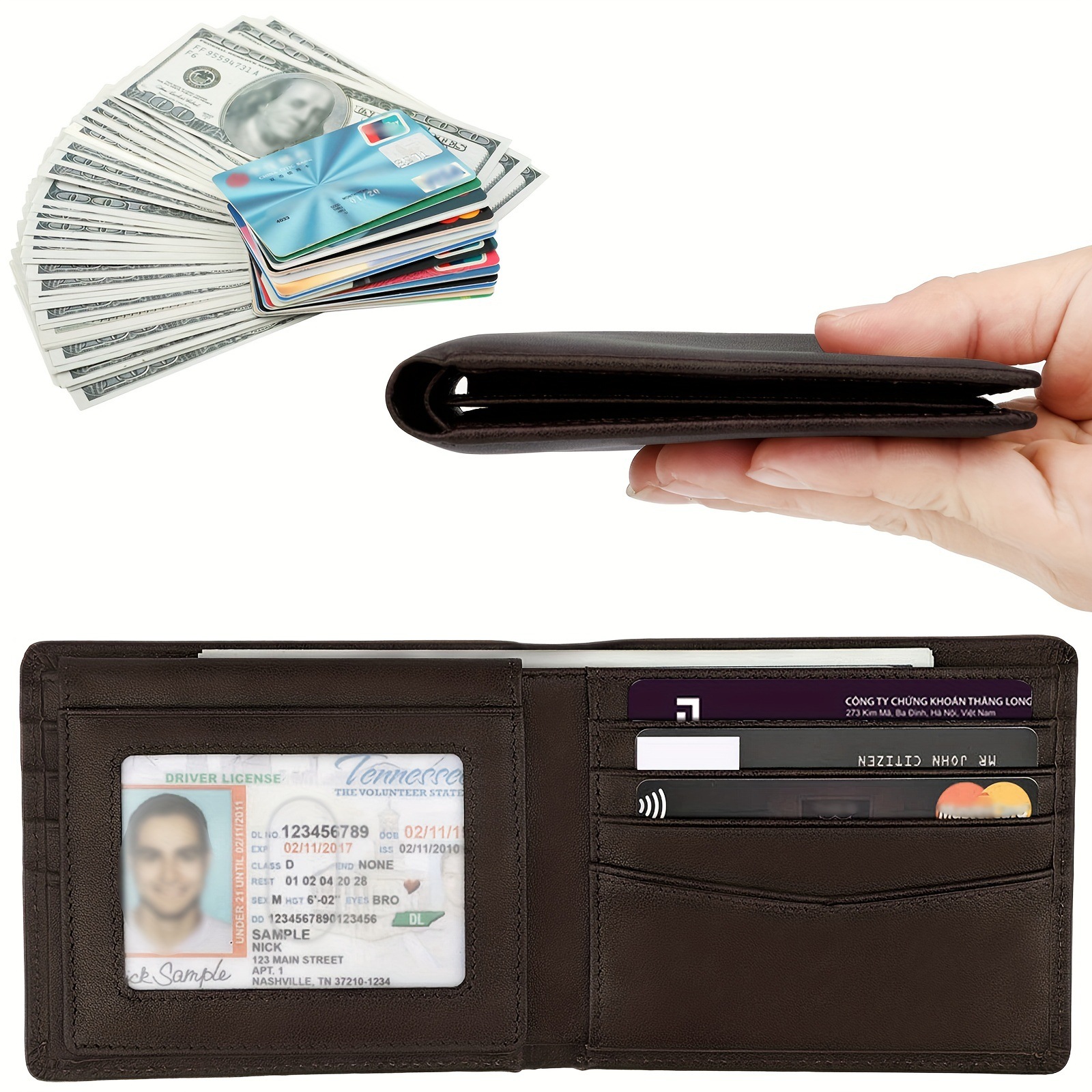 Men's wallet RFID anti-theft card, business quality, multi-slot, short 30% discount loose-leaf cross-border bestseller for men Specification image