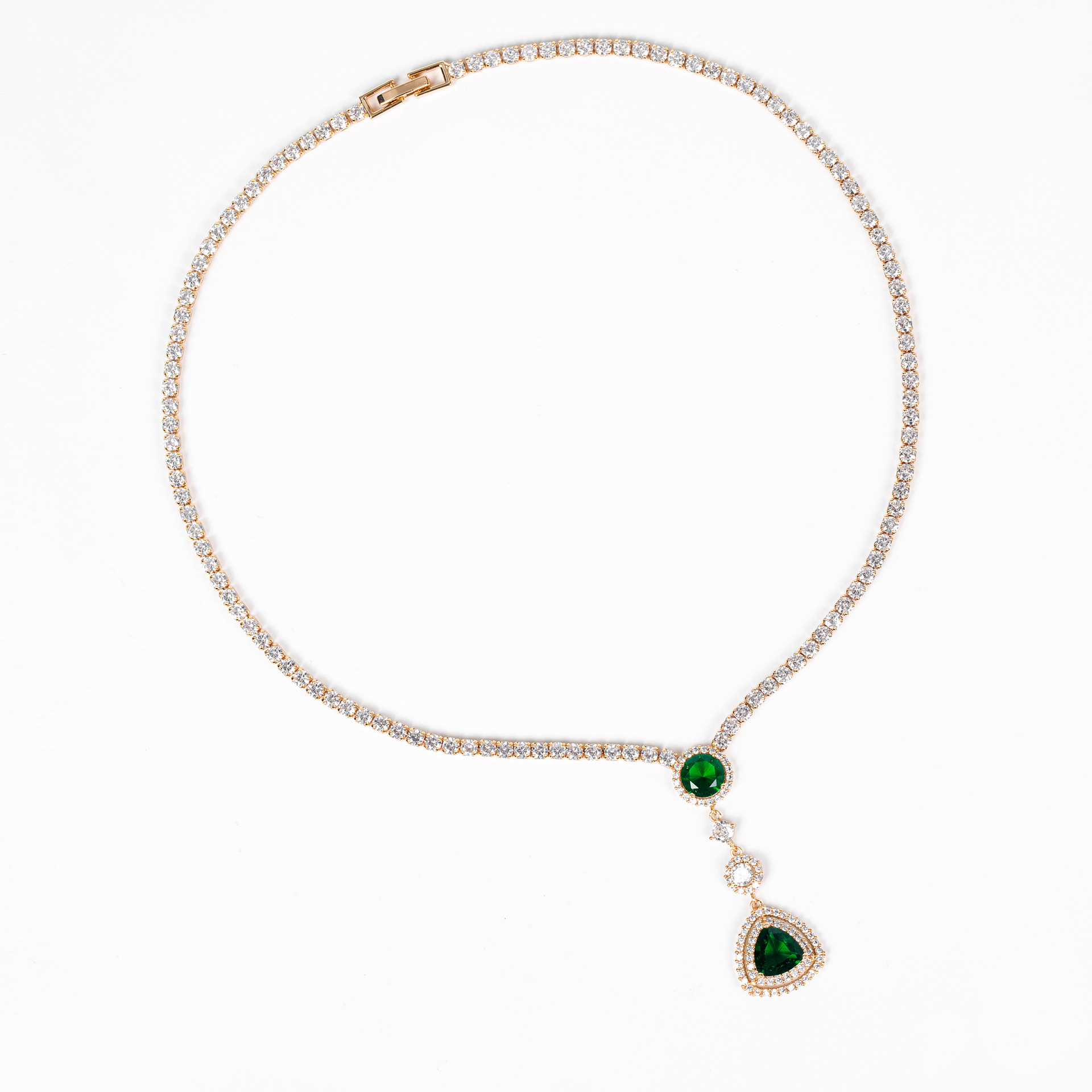 Wholesale of European and American fashionable and individualistic men's and women's necklaces, triangular and round pendants, box chains, geometric pendants, necklaces and earrings Item Picture