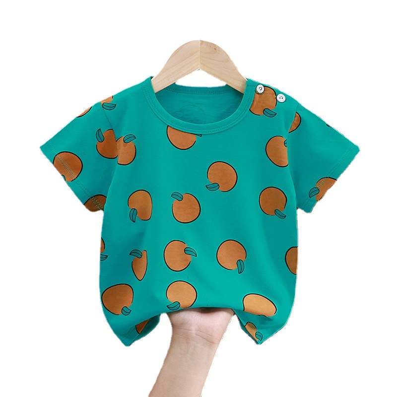 Class A pure cotton children's short-sleeved T-shirt for girls and infants, summer solid-color cotton printed short-sleeved T-shirt, 100 children's Class a T-shirt Item Picture