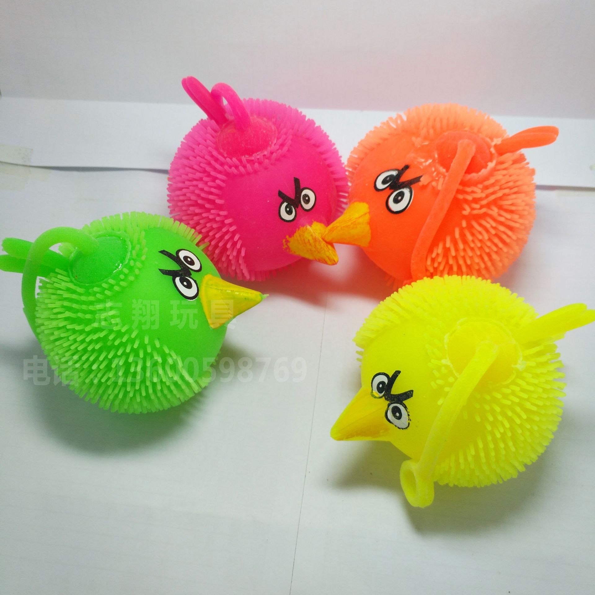 愤怒小鸟毛毛球   发泄闪光毛毛球   发泄球带刺弹力球  厂家直销