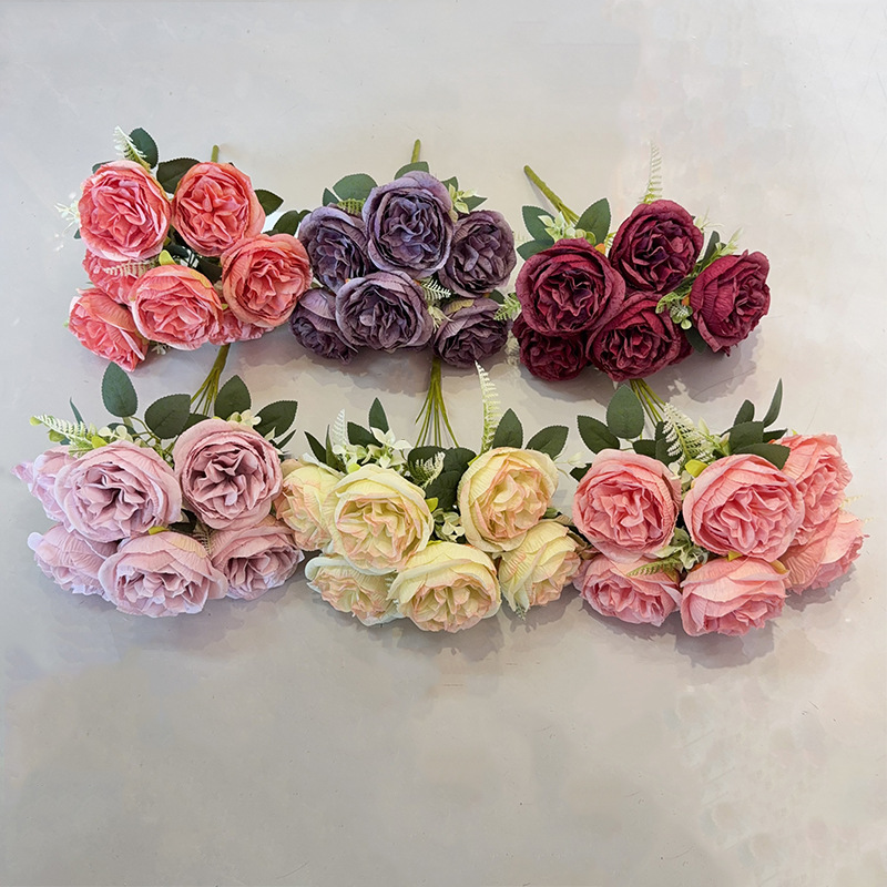 仿真奥斯汀玫瑰花束家居装饰假花场景布置花束人造手感花餐桌花束