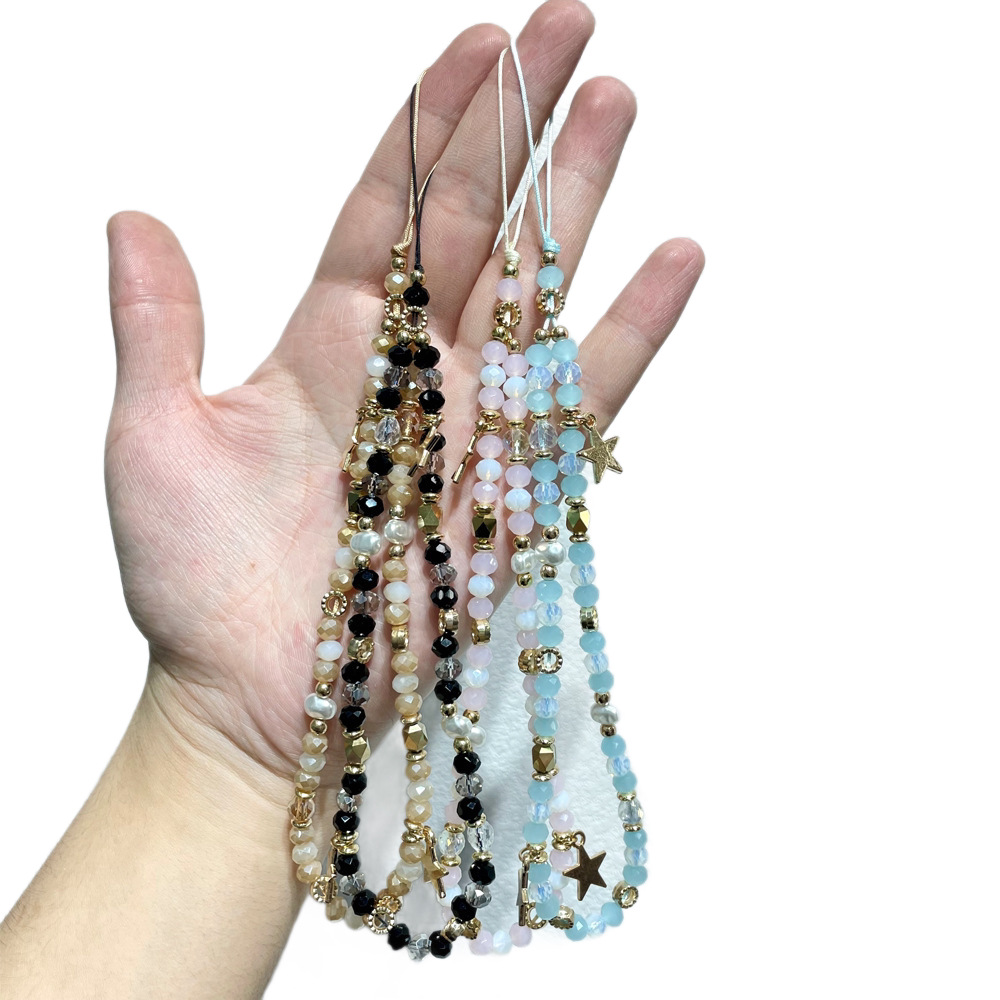 手机链/手机链女款短款时尚/手机/手机链哪个/韩国水晶手机挂绳白底实物图