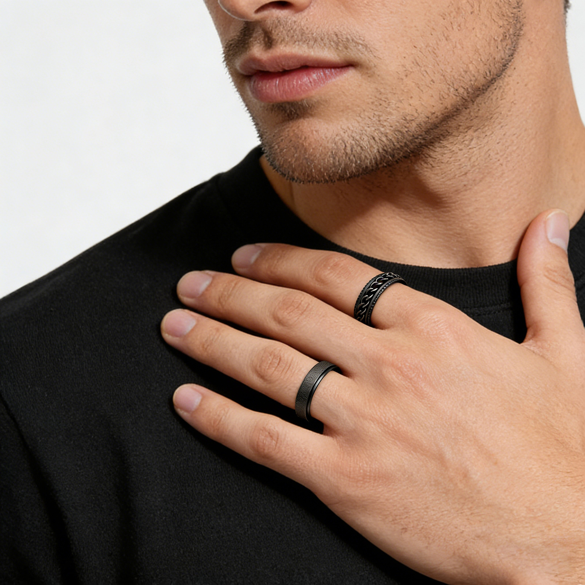 Europa y américa moda versátil retro alta atmósfera anillo pareja fecha acero inoxidable titanio acero pareja anillo anillo Specification image