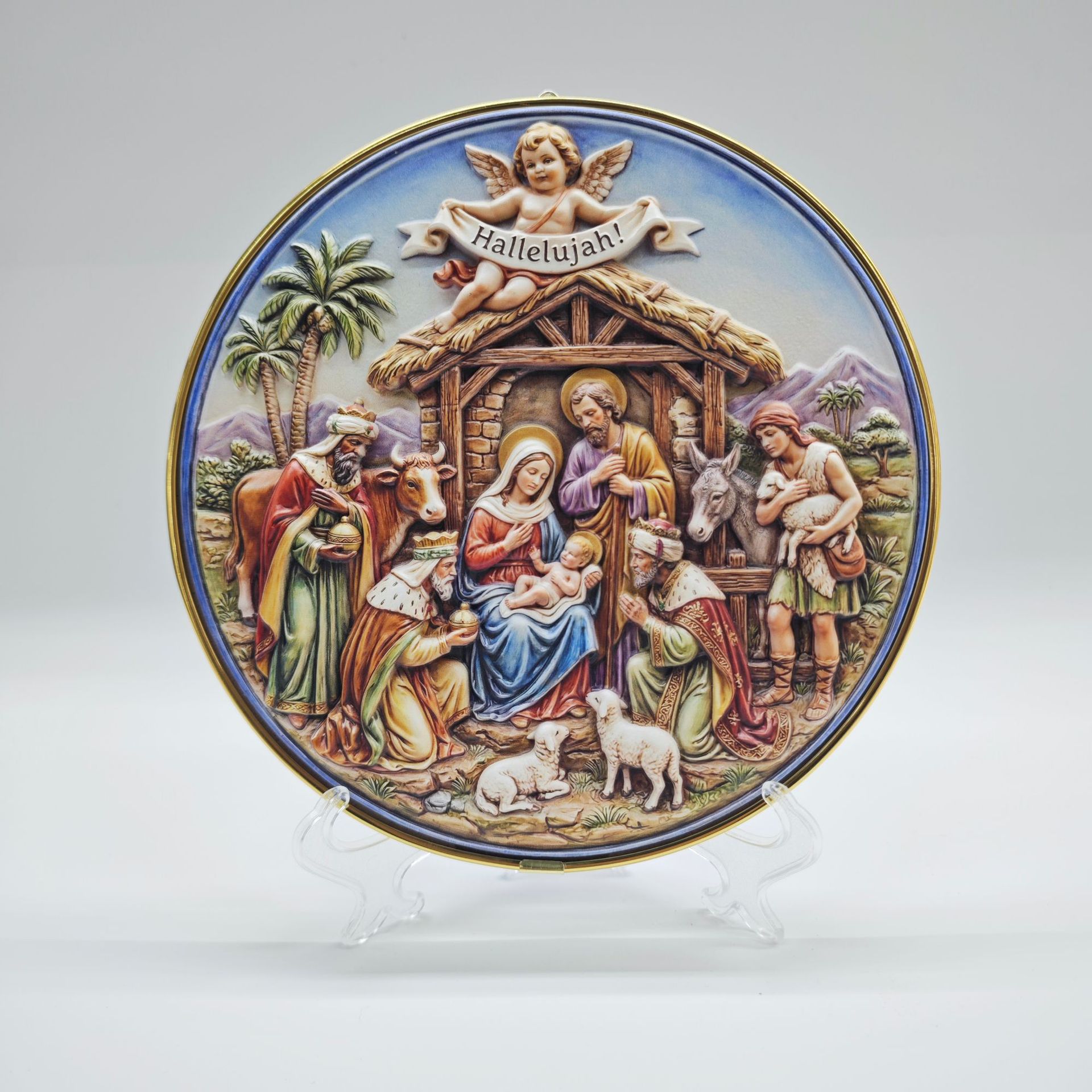Cross-border resin export Christmas manger resin ornaments and pendants, church home decoration, three-dimensional relief handicrafts details Picture