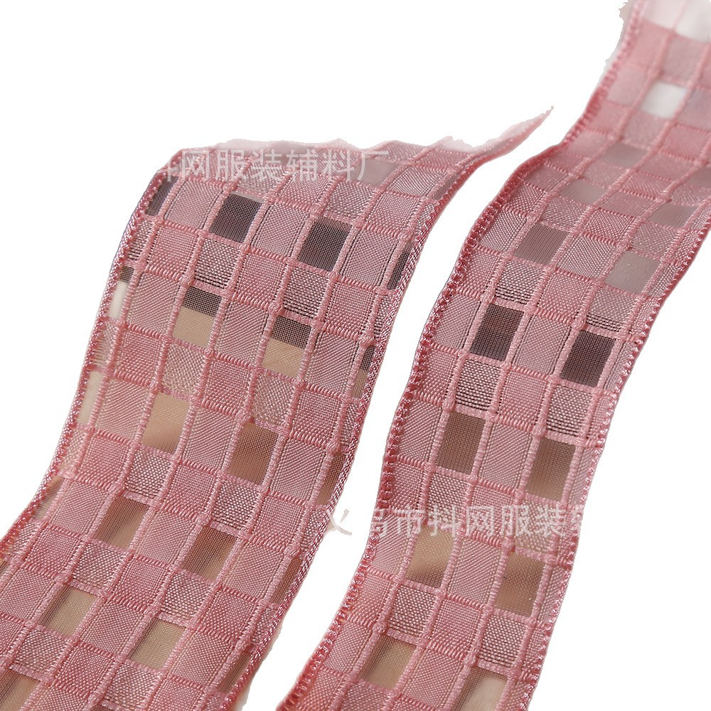 Wholesale of Korean-style hollowed-out checkered webbing, bows, diy hair accessories, shoes, flower accessories, gift boxes, and fresh flower packaging materials Item Picture