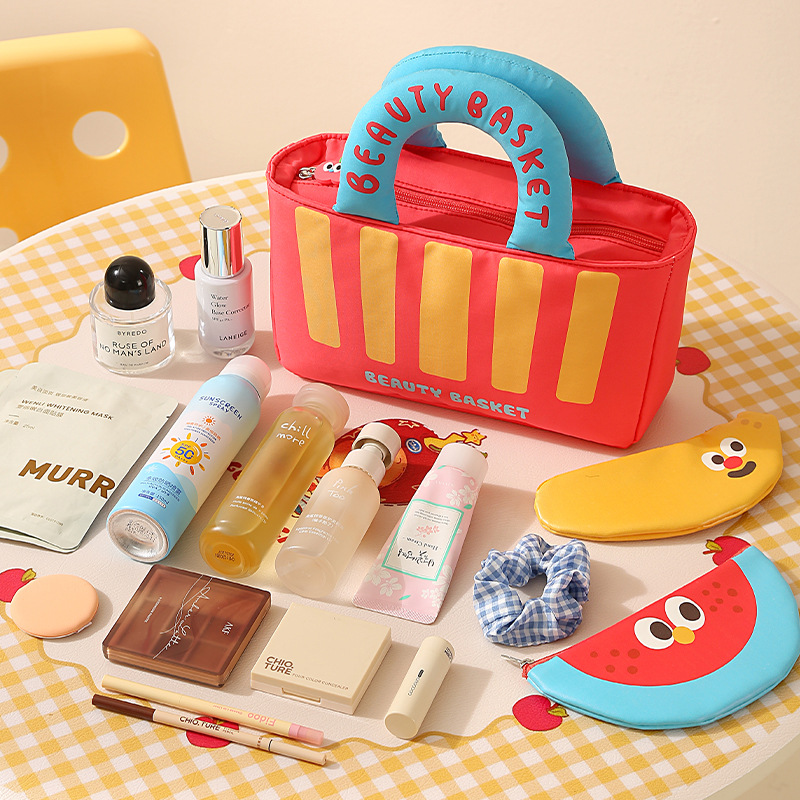 牛津布菜篮子收纳包旅行收纳包三合一萌趣收纳包可爱防尘化妆包