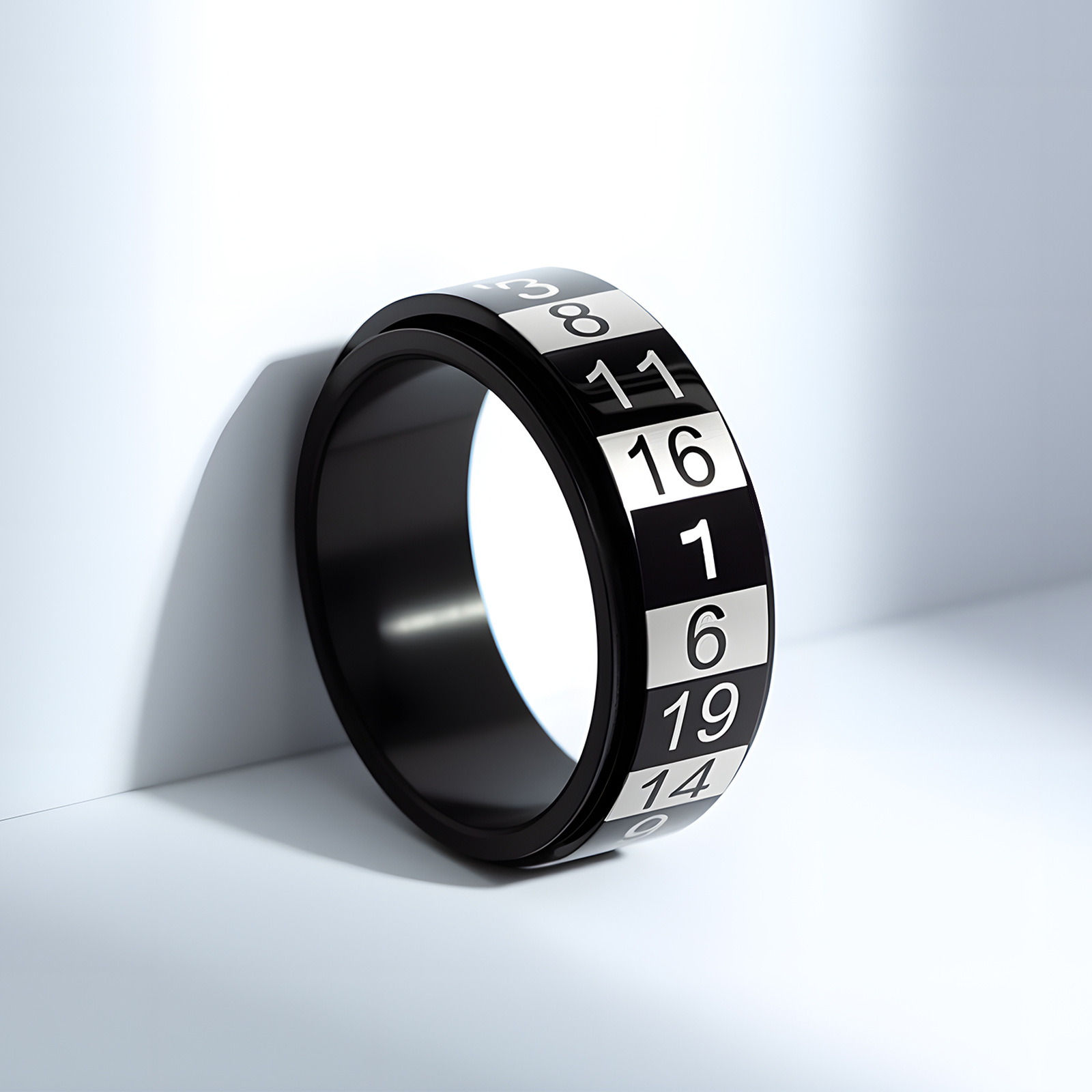 8mm Amazon new European and American jewelry, Arabic numerals rotatable men's titanium steel ring, stress-relieving ring Application Scenario