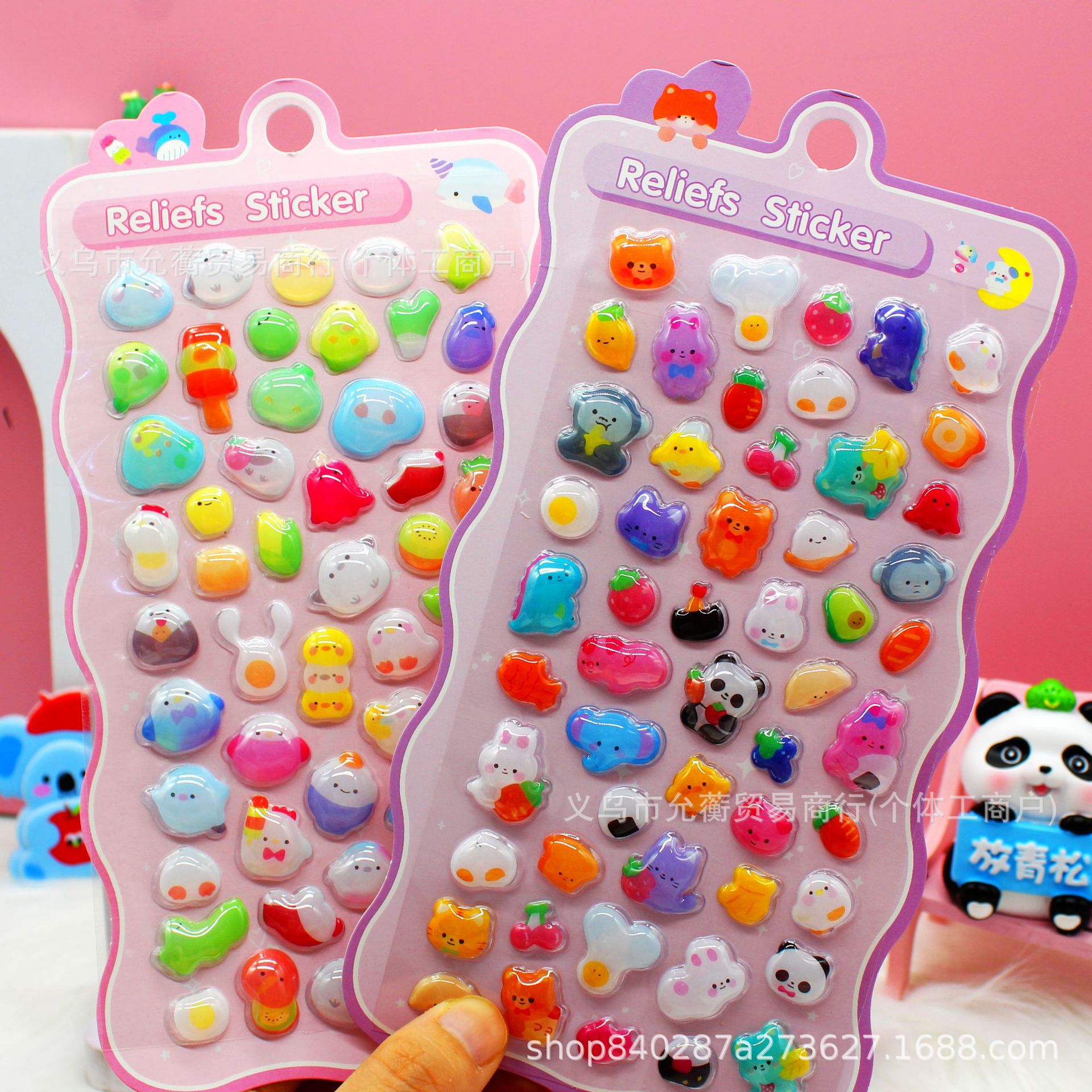 Solid children's waterproof stickers 3 three-dimensional embossed stickers for kindergartens, decorative water cups, actual cartoon stickers, handbooks, waterproof stickers, customized self-adhesive face stickers with many patterns Specification image