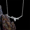 S925 sterling silver ribbon knot collarbone chain women's bow necklace, light luxury style design, high-end pendant sweater chain details Picture