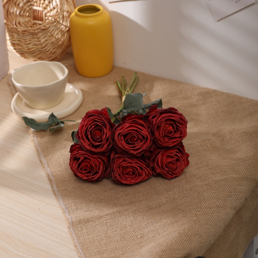 Single-edged artificial rose bouquets, artificial flowers, decorative flowers, home bouquets, Valentine's Day items, wedding special leave Specification image