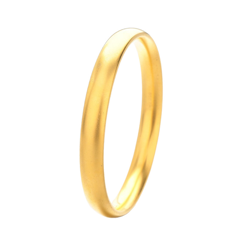Copper gold-plated loach hand back solid plain ring wide face bracelet, Vietnamese ancient method inheritance sand gold bracelet Item Picture