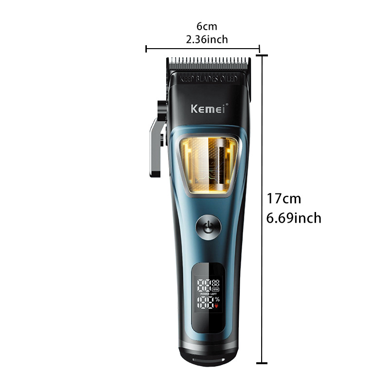 kemei profesional cortador eléctrico nuevo rotor exterior cortador de pelo eléctrico pantalla digital KM-1911 cabezal de aceite empujador silencioso Item Picture