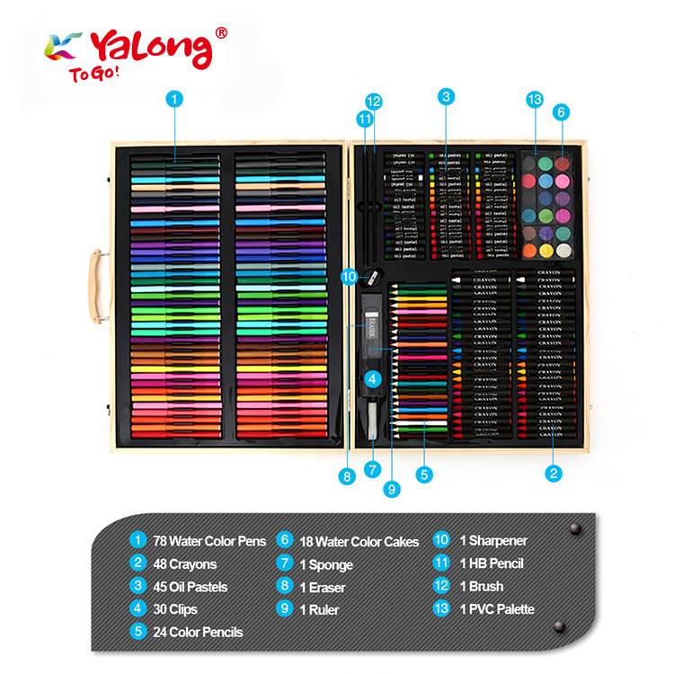 258-piece wooden box painting set, a children's painting office and school art set Item Picture