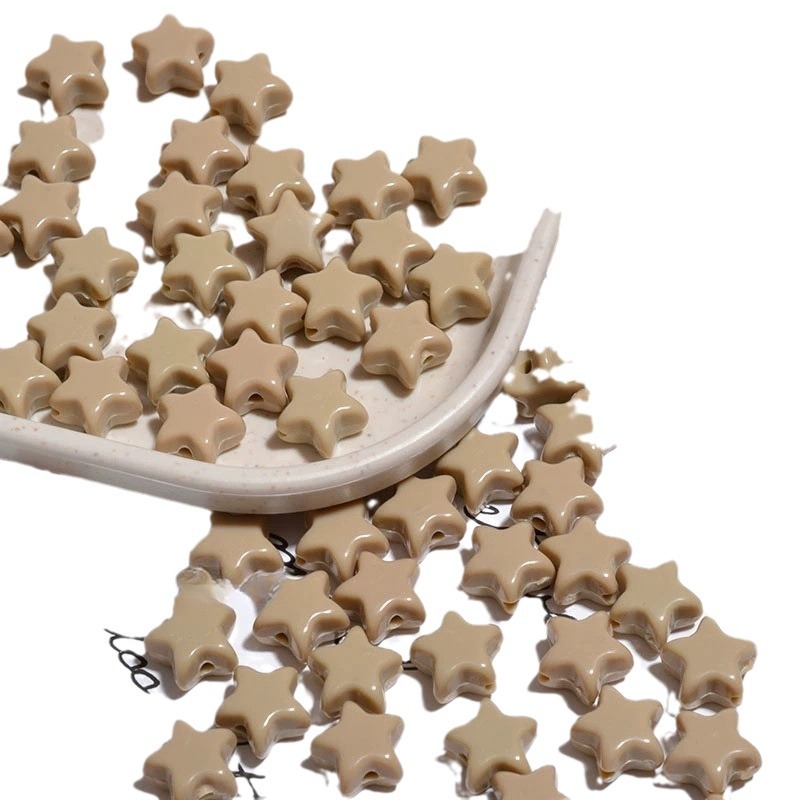 diy jewelry accessories: Luminous star bracelet beads 11mm acrylic macaron colorful five-pointed star scattered beads Item Picture