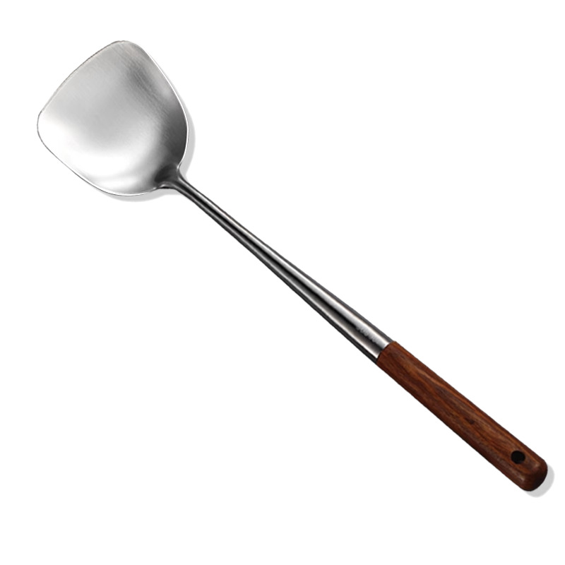 锅铲炒勺304不锈钢炒菜铲子长柄家用厨房厨具套装汤勺子厨师专用白底实物图