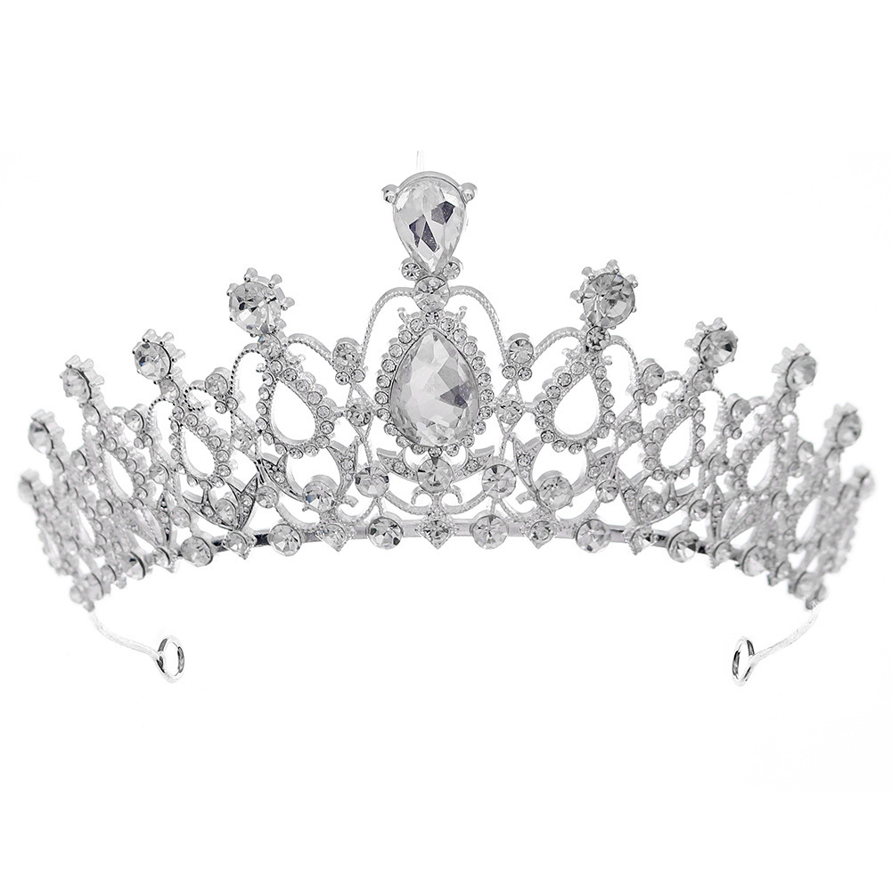 New Korean-style full-diamond super shiny silver semi-circular crown wedding headwear, photography and makeup, updo hairstyle crown Item Picture
