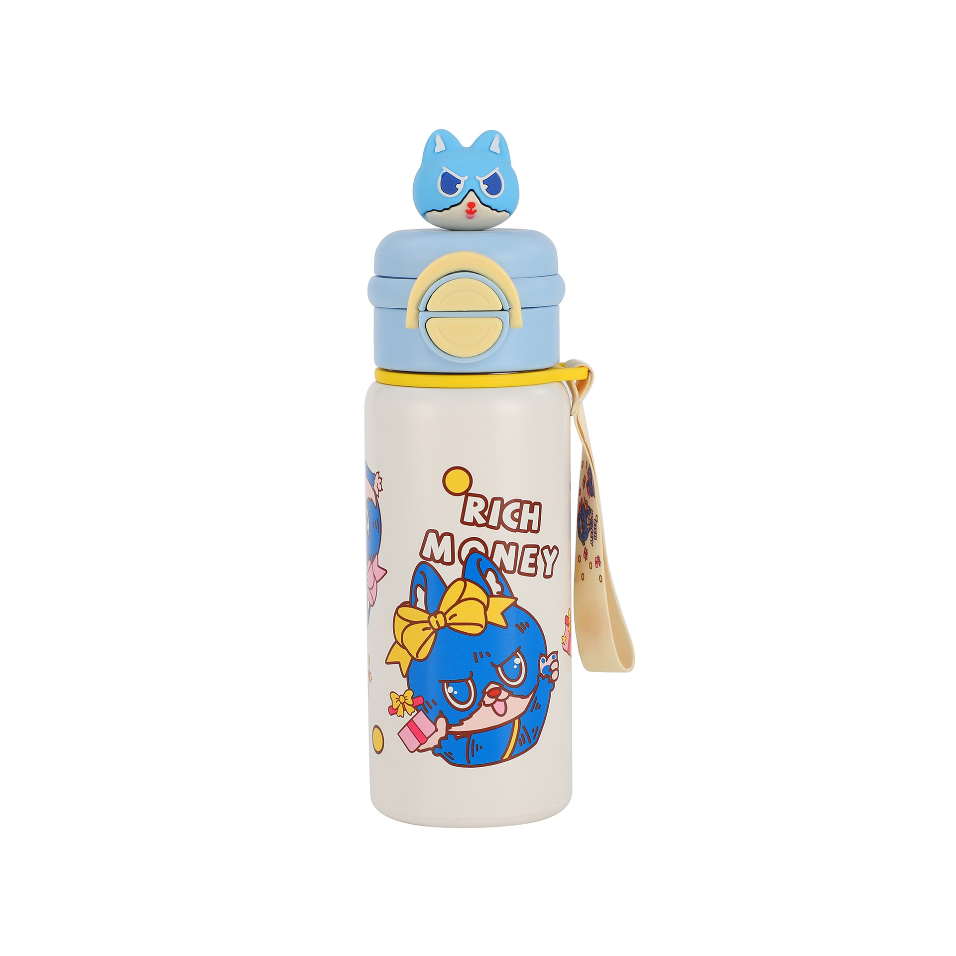 Wholesale of high-appeartion-level cartoon children's insulated cups, 316 stainless steel outdoor portable double drinking cup, jumping straw water cup Item Picture
