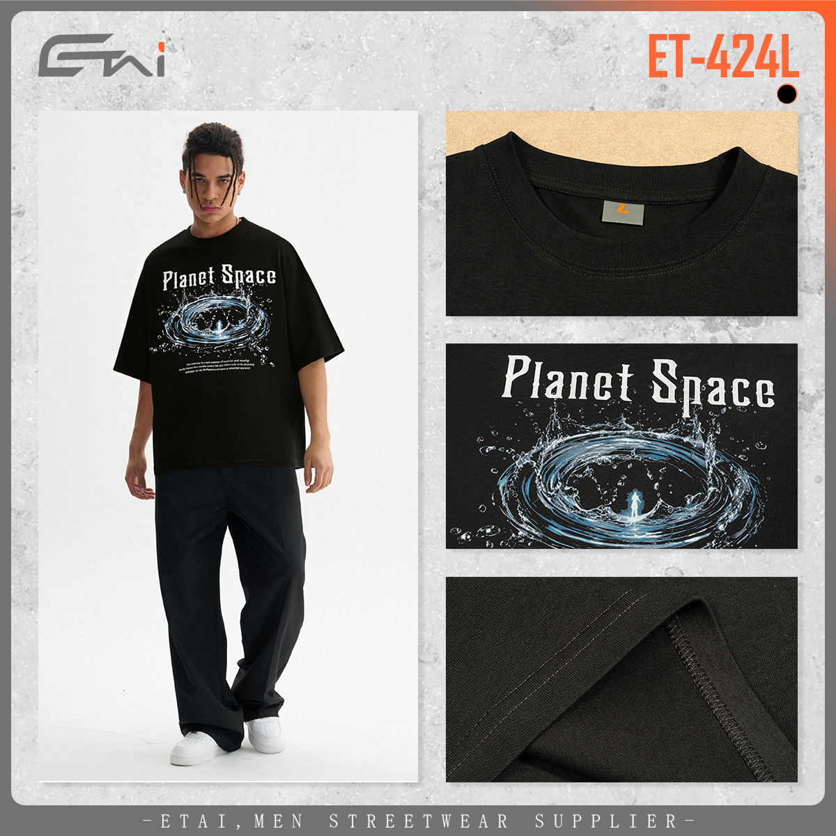 Black T-shirt details Picture