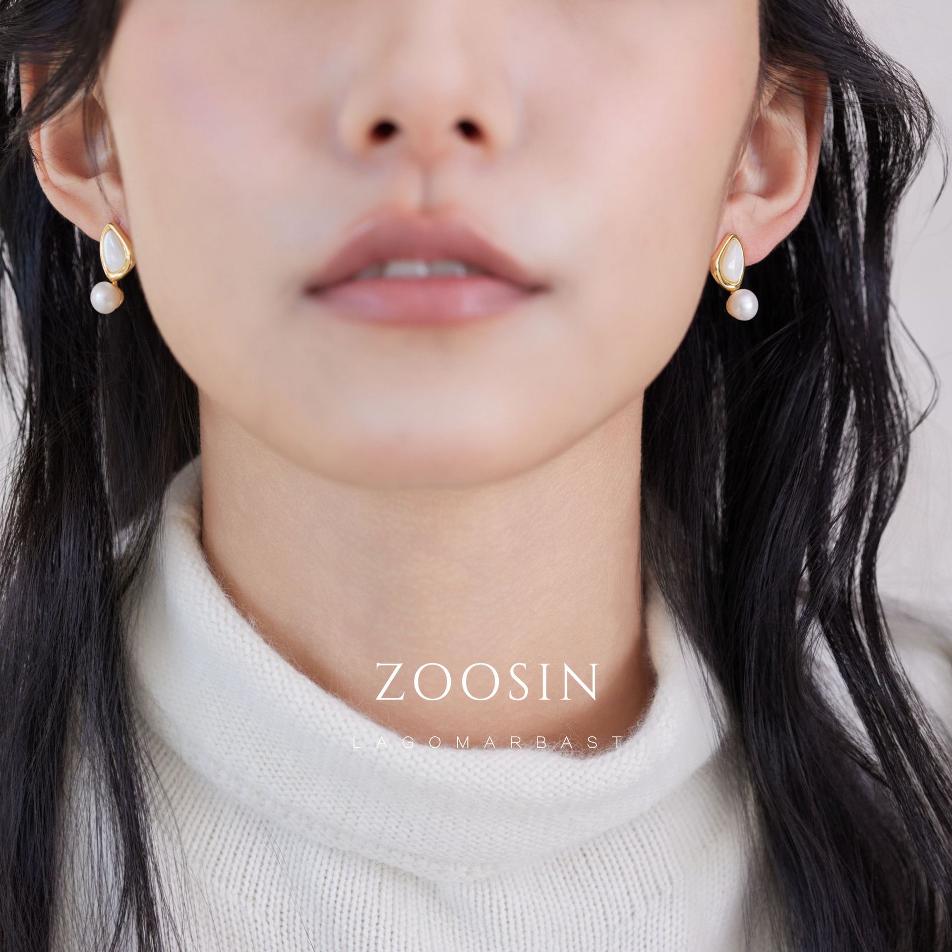 Zhuji retro stud earrings, freshwater mother-of-pearl butterfly earrings, a mid-style, light luxury and high-end look, versatile earrings for women details Picture