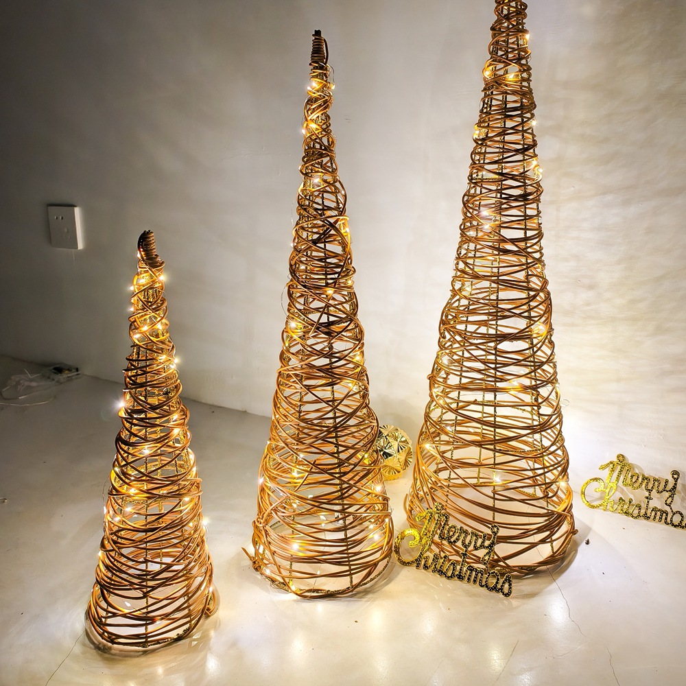 Cross-border Christmas ornaments with lights, led Christmas tree decorations, holiday Christmas supplies, gold powder luminous spires Application Scenario
