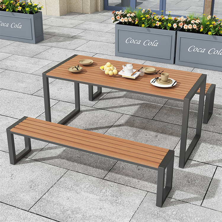 现代简约户外桌椅组合咖啡店露天阳台铁艺桌子别墅休闲商用小餐桌细节图