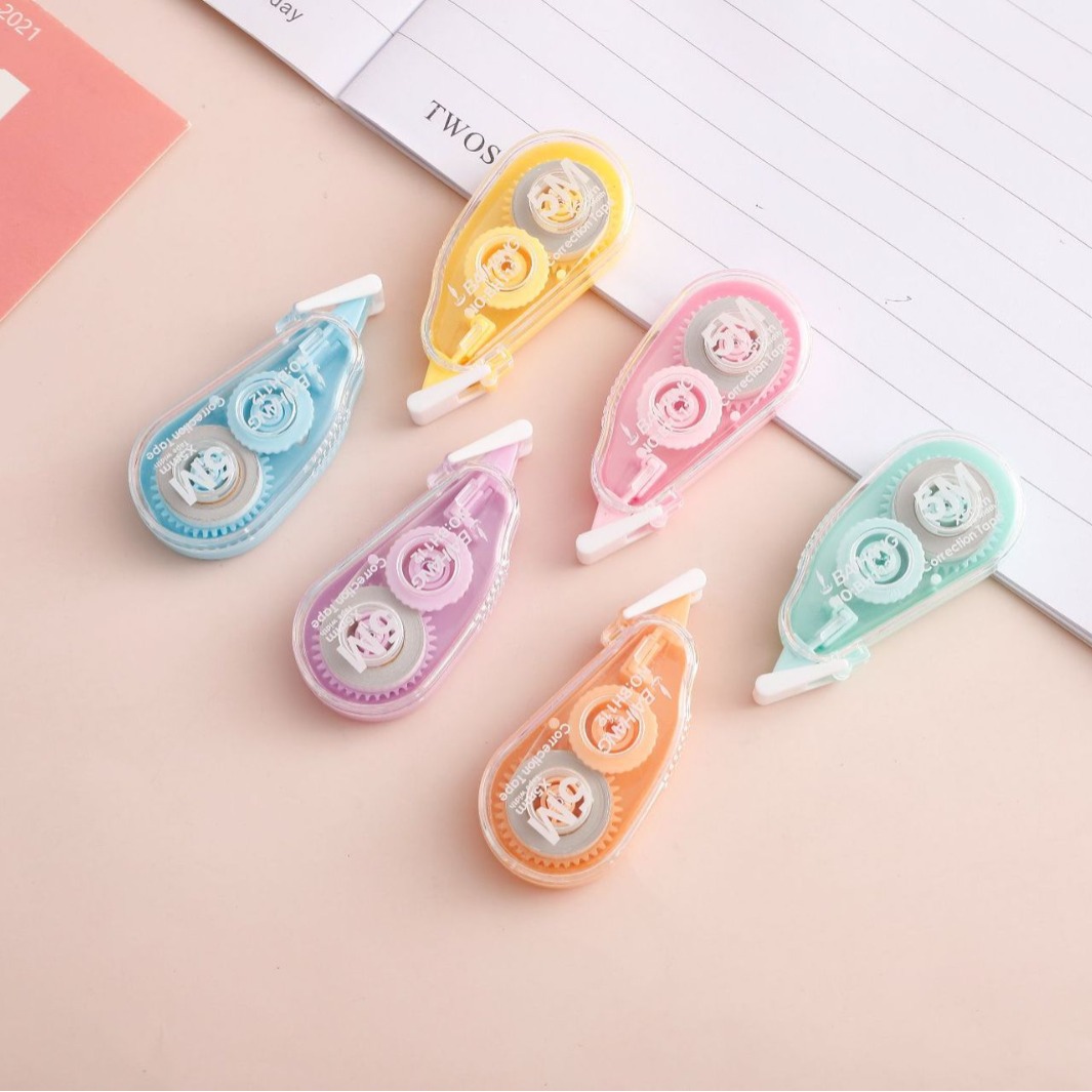 Baihang fully transparent and simple correction tape for student stationery and learning supplies, large-capacity correction and correction tape, 3-piece set