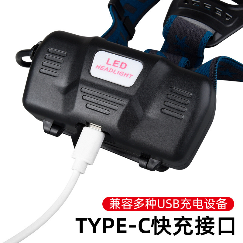 The New White Laser Type-C Rechargeable Camping Night Fishing Head-Mounted Zoom Outdoor High-Intensity Long-Range Headlamp details Picture