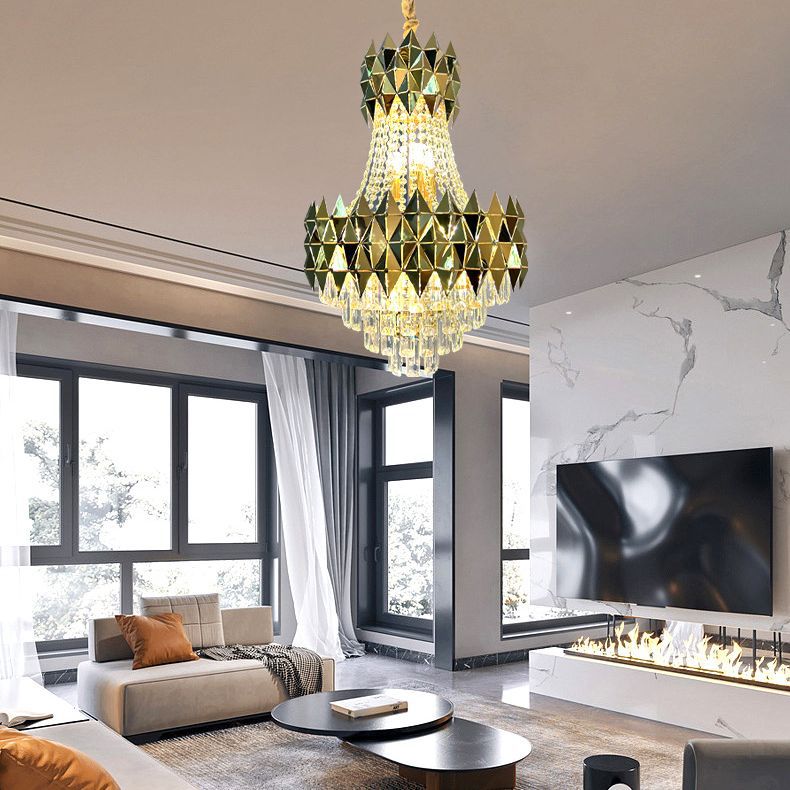 轻奢水晶吊灯客厅2023新款现代简约大气主卧室金属吊线灯具装饰细节图