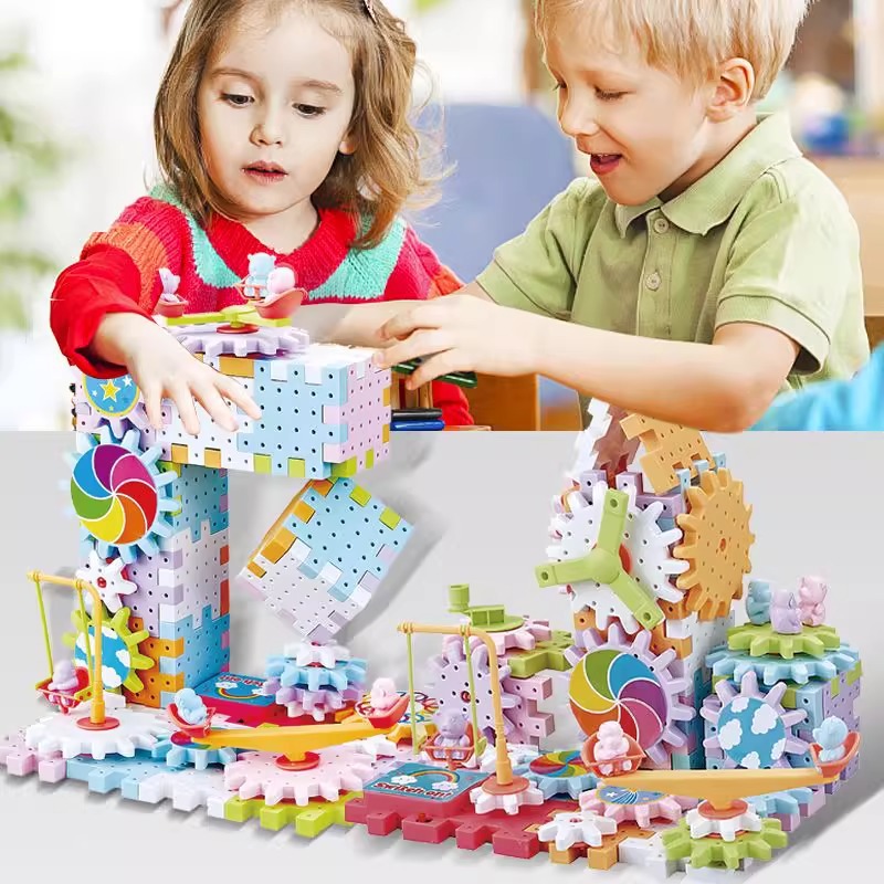 Electric versatile building blocks, gear rotation, educational assembly, baby track car, boys' 3-6 years old children's toy blocks Specification image