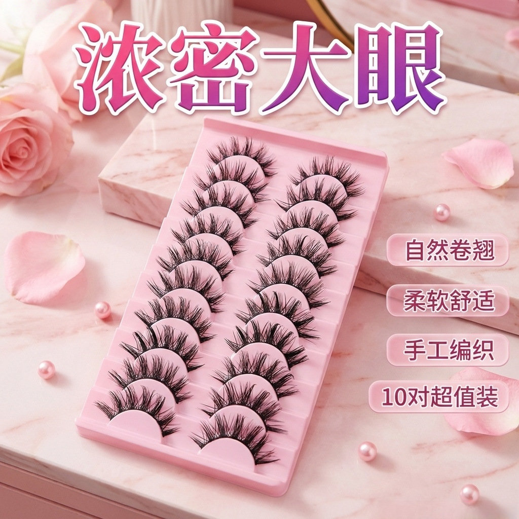 欧美硬梗假睫毛大容量撑起双眼皮一片式浓密自然款芭比大眼 Specification image