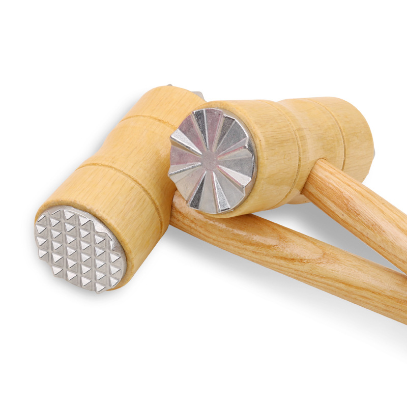 Wholesale multi-functional double-sided wooden-handled meat hammers, steak hammers, sword-breaking wonders, household manual practical small tools details Picture