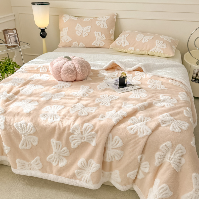 秋冬新款阳离子舒棉绒毛毯双面加绒羊羔绒单人办公室家用午睡毯子